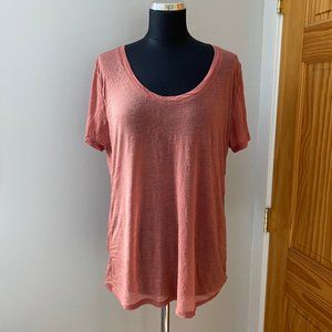 Loose fit coral pink sheer T shirt